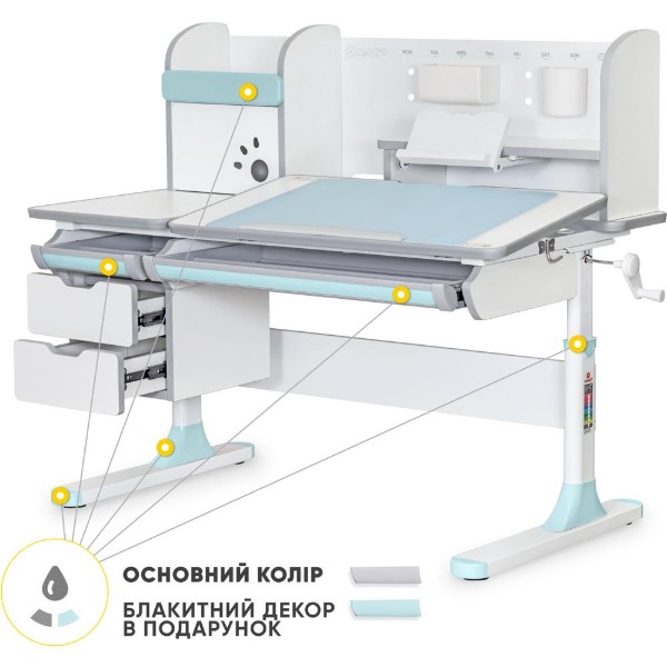 Фото - Парта школьная Mealux Hamilton Multicolor BL (BD-680 W/G MC+BL с полкой)